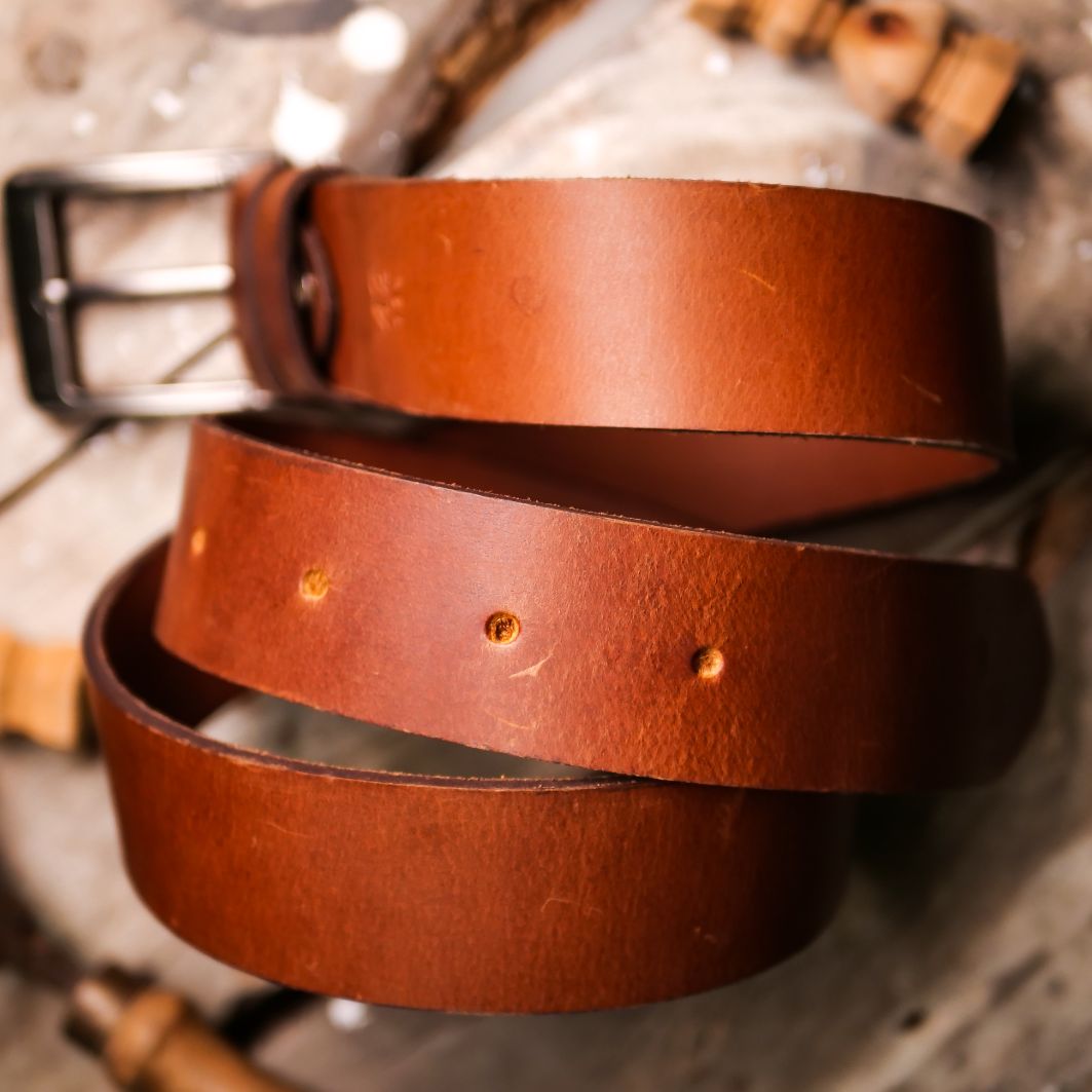 Rustic Leather Belt-Solid