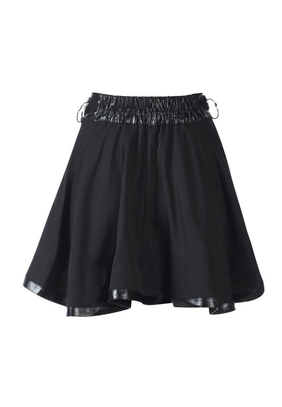 Rings Clamp Leather Trim Detail Mini Skirt