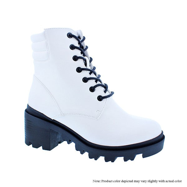 Chunky sole bootie with lace up