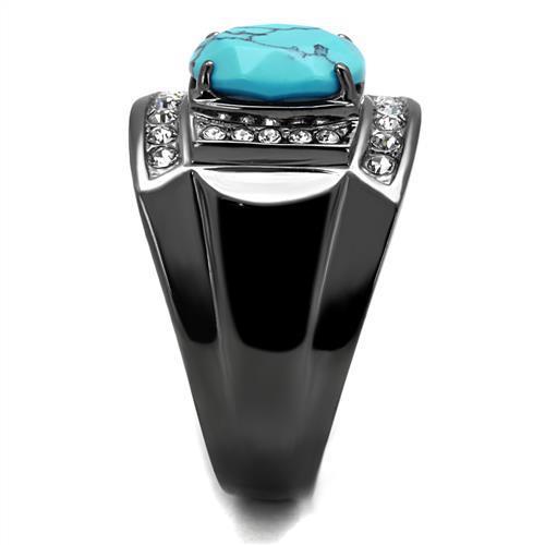 Men's Stainless Steel Synthetic Turquoise Ring