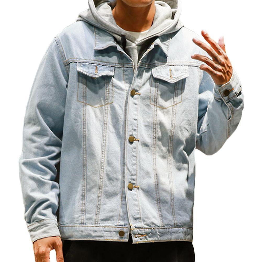 Men's Blue Denim Jacket Regular Fit Cotton Trucker Coat