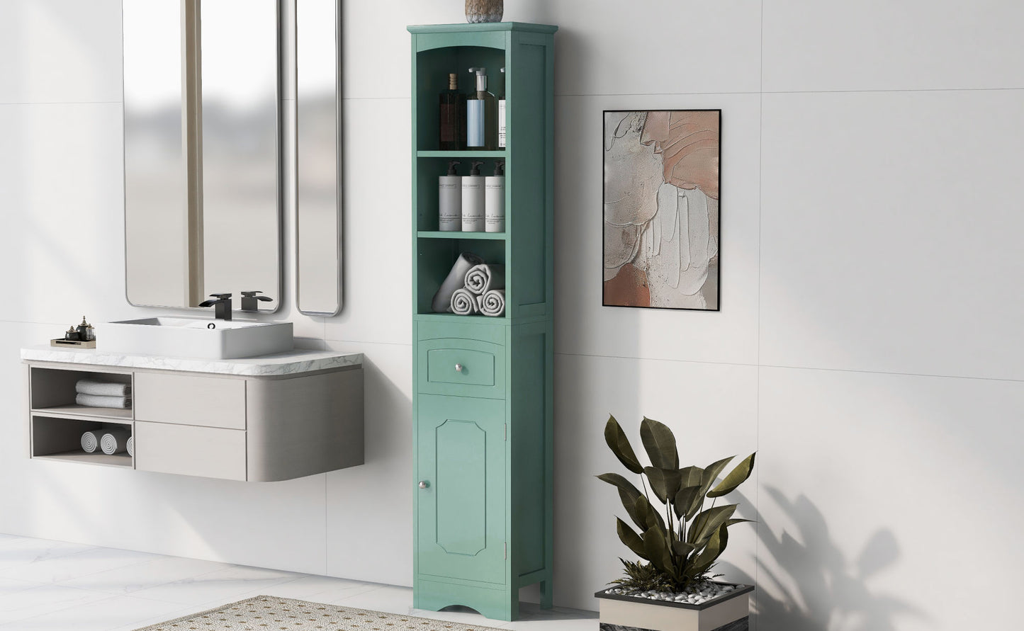 Tall Bathroom Cabinet - Adjustable Shelf