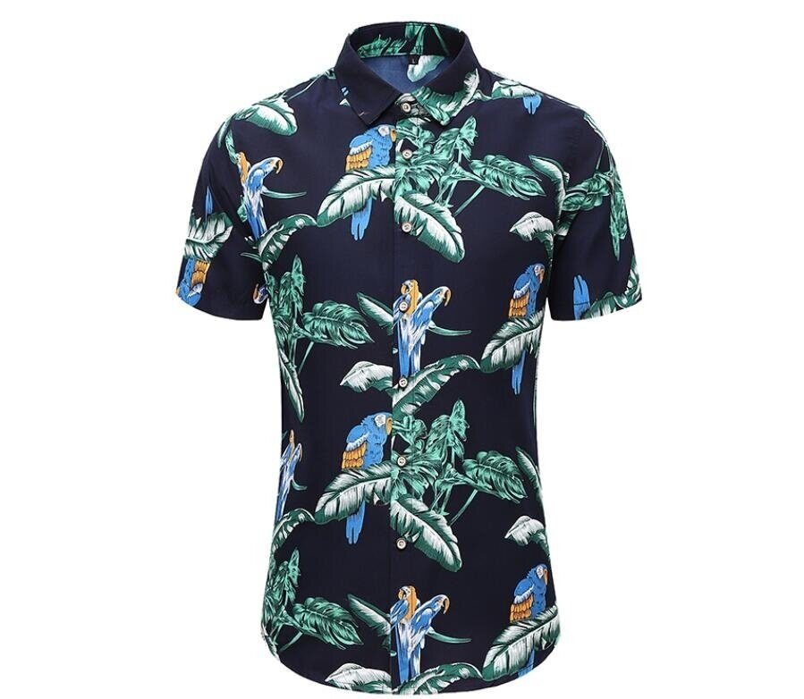 Men's Floral Print Short Sleeve Button Down Hawaiian Shirt