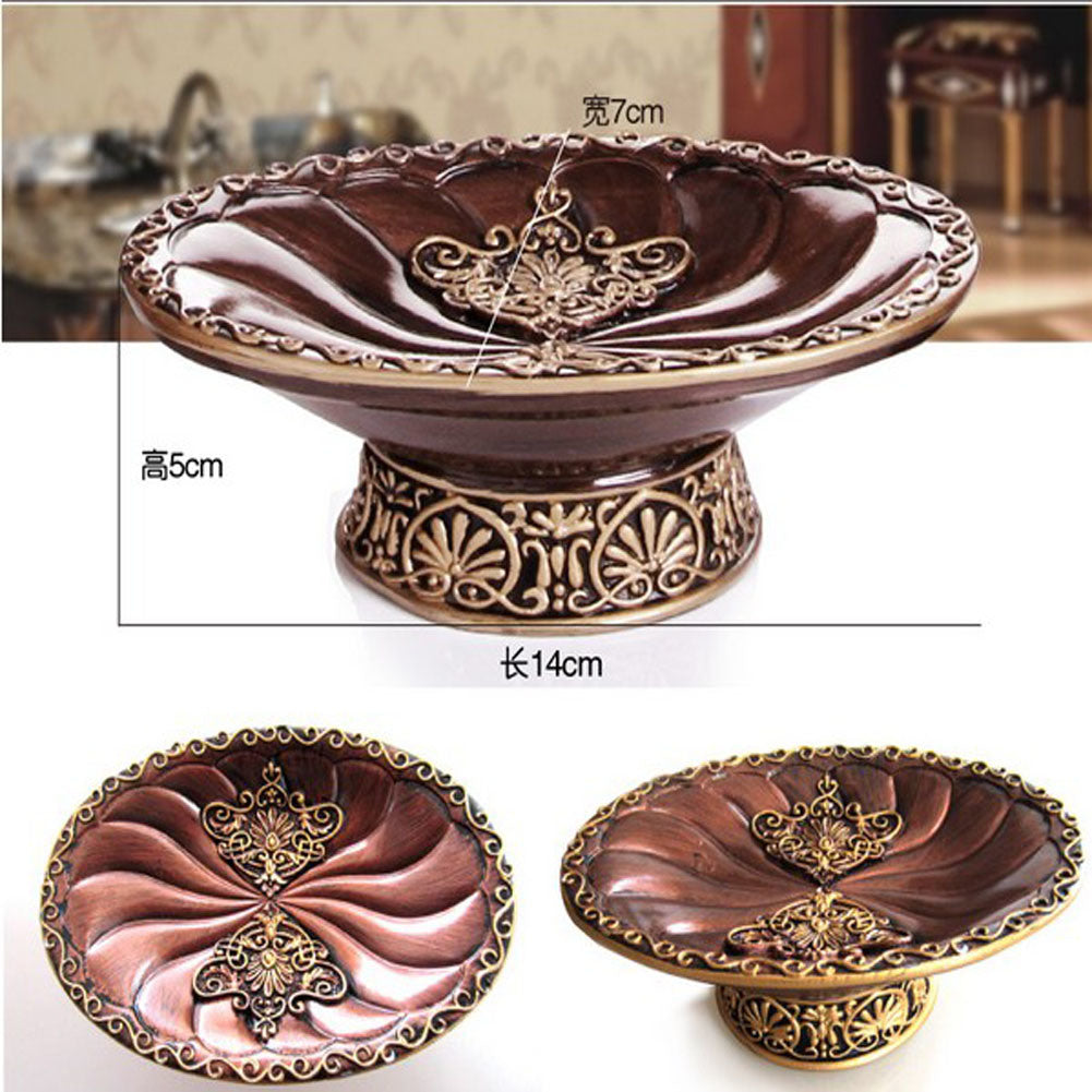 Retro Brown Wood Grain Resin Soap Dish Bathroom Jewelry Plate Holder