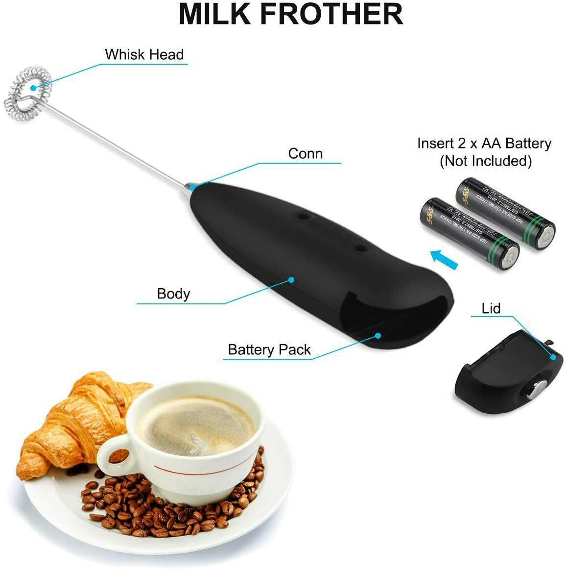 Electric Milk Frother - Foamer Whisk