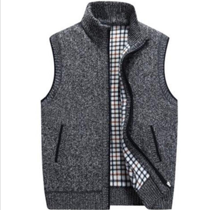 Men's Full-Zip Knitted Cardigan Sweaters Vest Jacket with Pockets