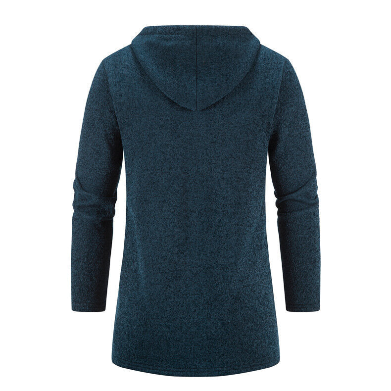 Men's Hooded Zipper Sweater Cardigan Fleece Jacket Outwear