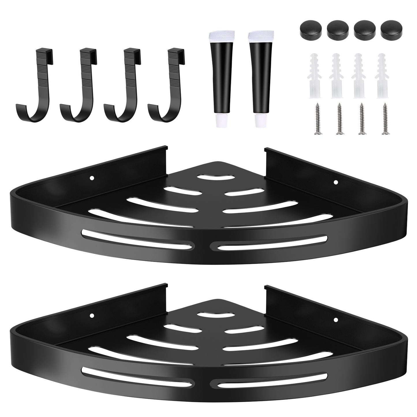 2Pc Corner Shower Caddy, Shelf Adhesive Bathroom Storage Racks