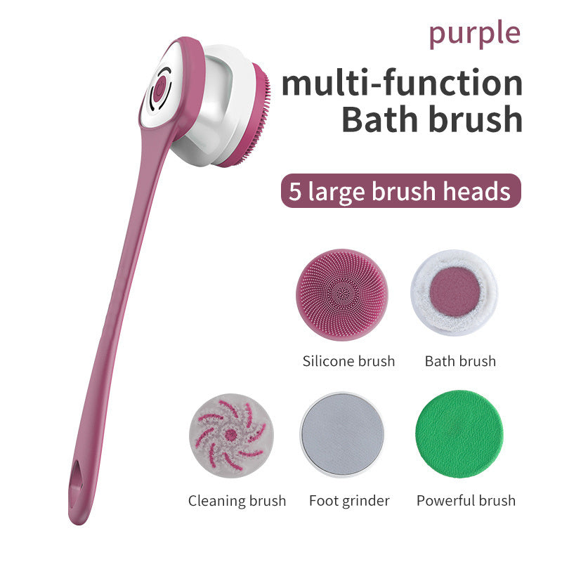 Multifunctional Electric Bath Brush with Long Handle for Exfoliating and Cleansing