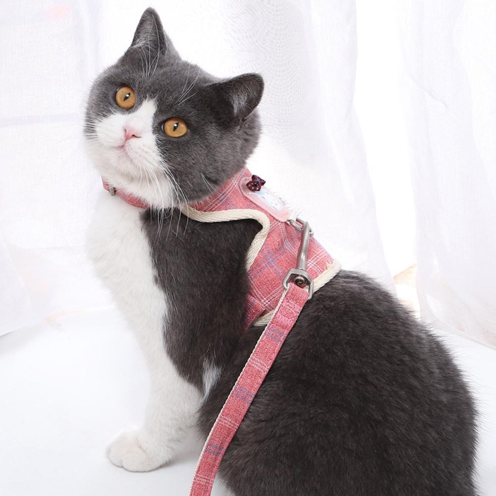 Adjustable Cat Leash-Chest Strap-Grid Printing