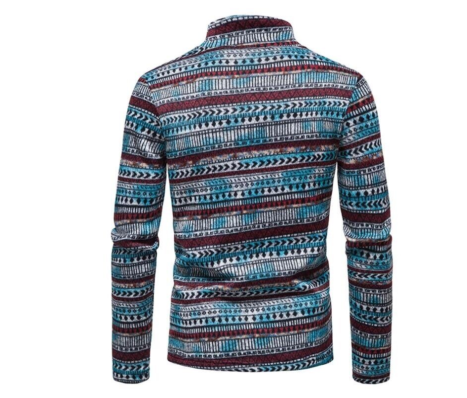 Men's Zipper Stand Collar Pullover Sweater