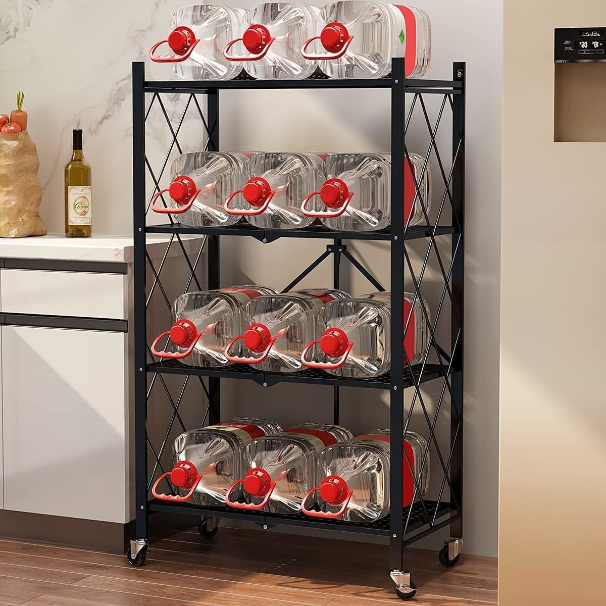 Metal Storage Shelving Unit Collapsible - for Kitchen Bathroom