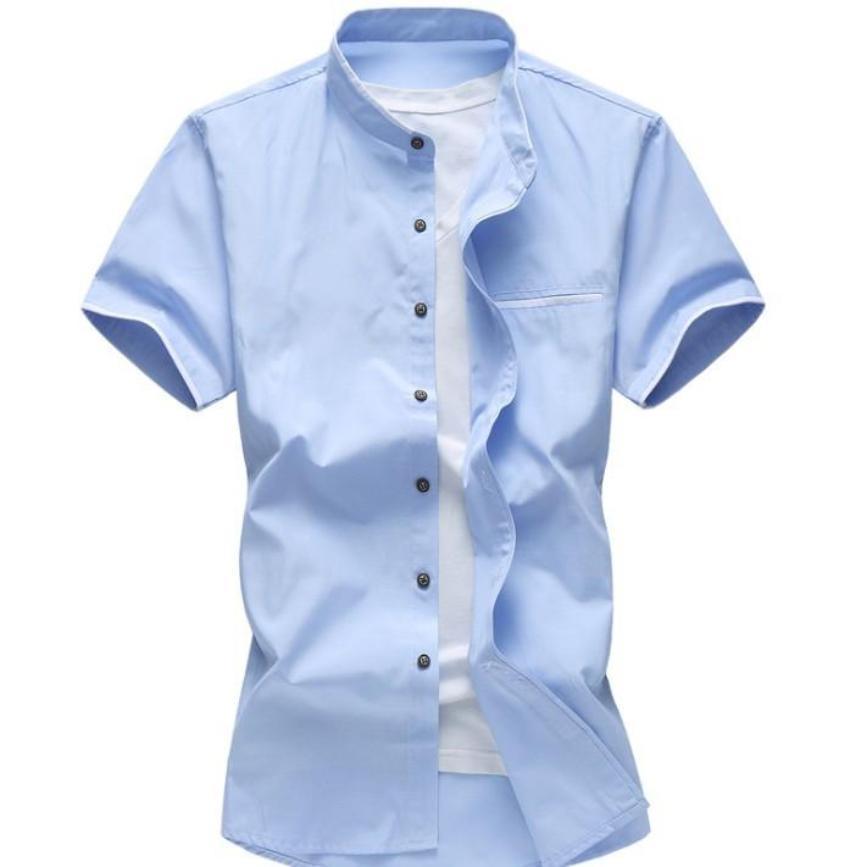Men's Stand Collar Short Sleeve Summer Shirt