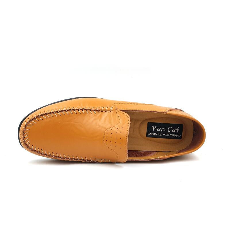 VANCAT Big Size 37-46 Slip On Casual Men Loafers Spring And Autumn Mens moccasins Shoes Genuine Leather Men's Flats Shoes