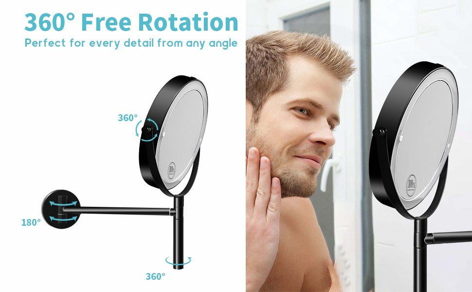 8 Inch 3 Colors LED Lighted, Wall Mounted Makeup Mirror, Double Sided