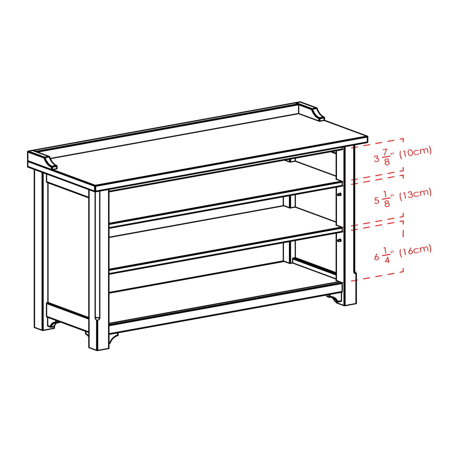 Wood Dayton Bench, Shoe Storage, Walnut Finish