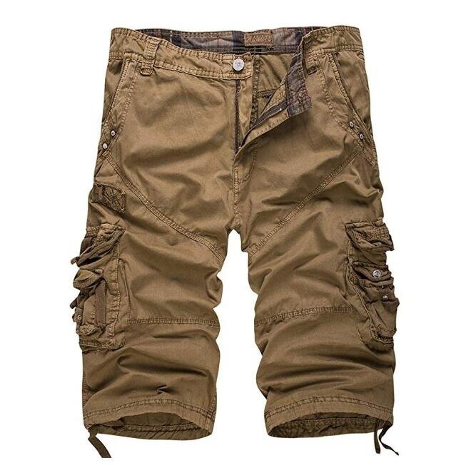 Men's Casual Short Pants Cotton Slim Multi-Pocket Cargo Shorts