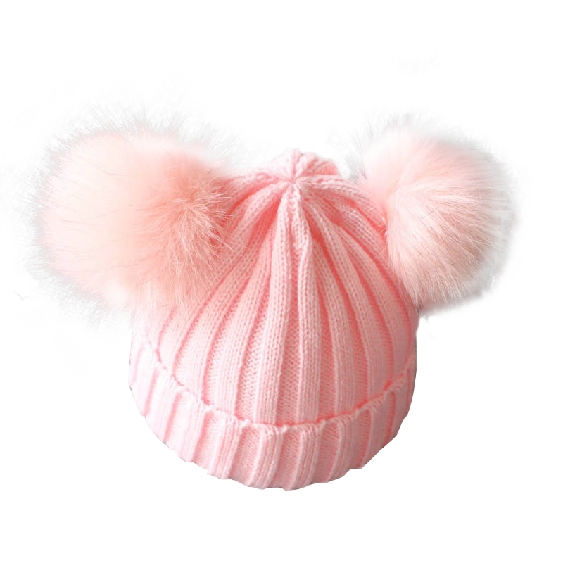 Cute Pompom Baby Hat Warm Winter Knitted Kids Baby Girl Boy Beanie Cap Solid Outdoor Infant Toddler Children Hat Bonnet