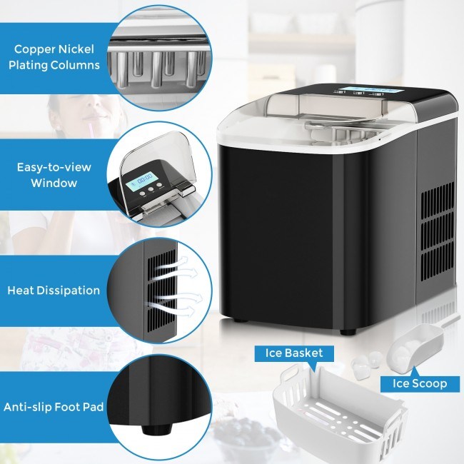 Countertop LCD Display Ice Maker with Ice Scoop