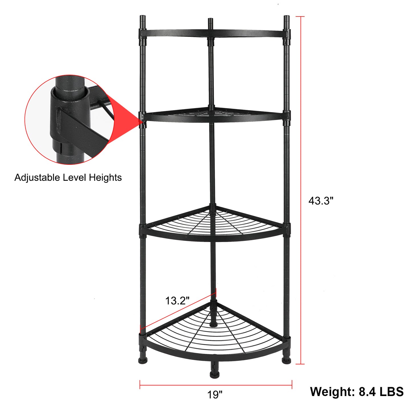 4 Tier Corner Display Rack Multipurpose Metal Shelving Unit