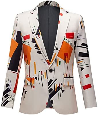 Men's Printed Suit Jacket 1 Button