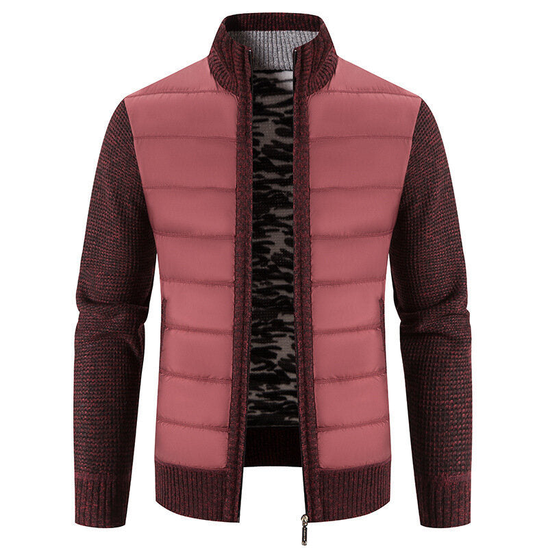 Men's Fleece Knitted Sweater Cardigan Stand Coat