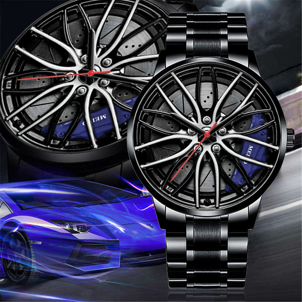 Men's Luxury Sports Car Watch 3D Sport Rim Hub Wheel