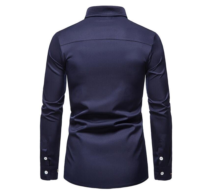 Men's Embroidered Long Sleeve Casual Button-Down Shirt