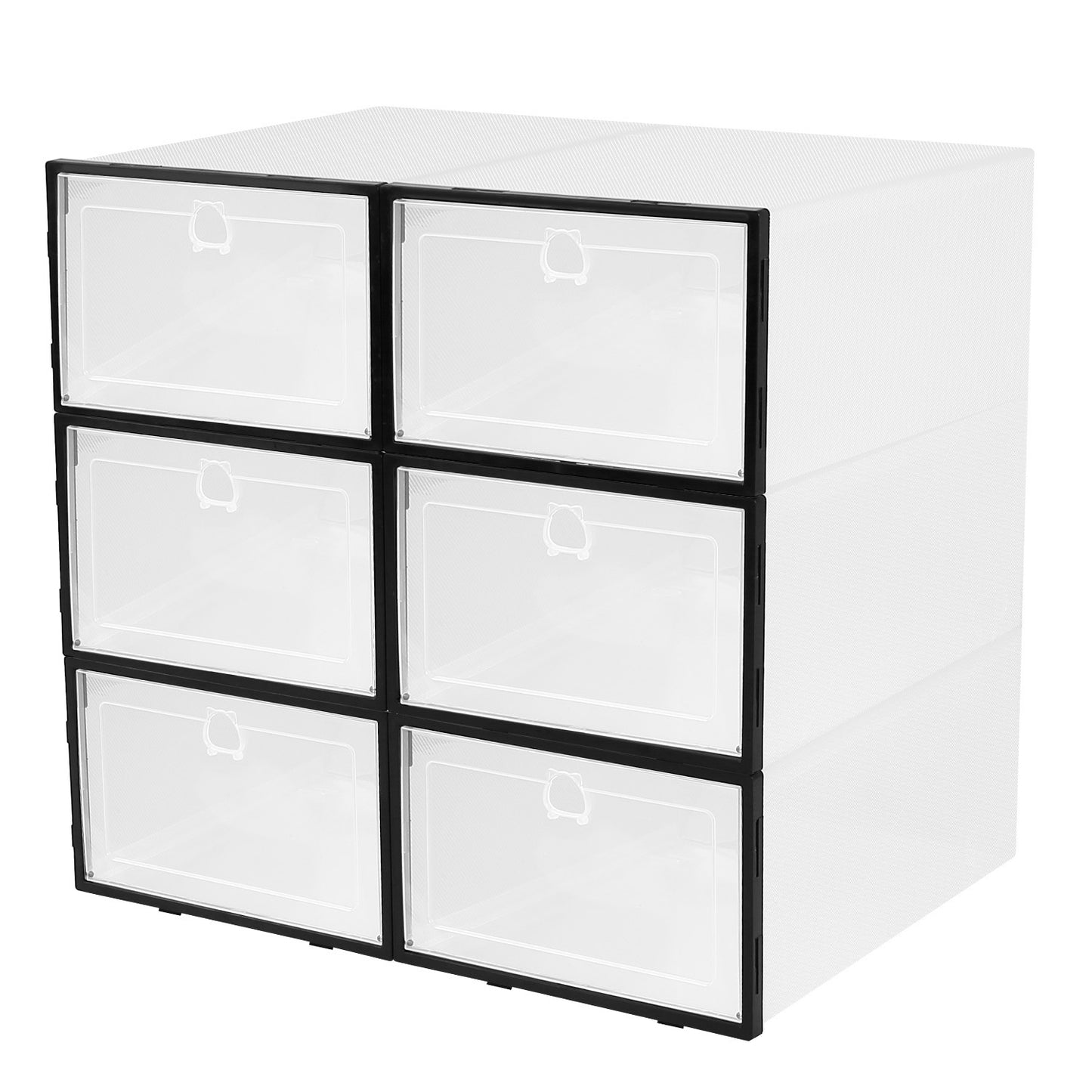 6Pc Collapsible Shoe Box Stackable Shoe Storage