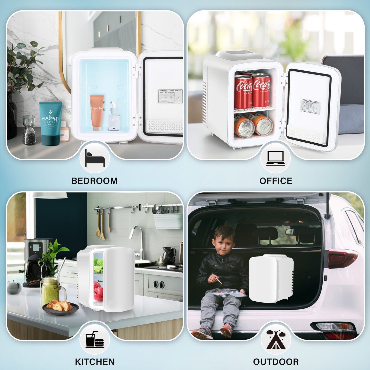 Mini Fridge, 4L/6 Can Portable Small Refrigerator