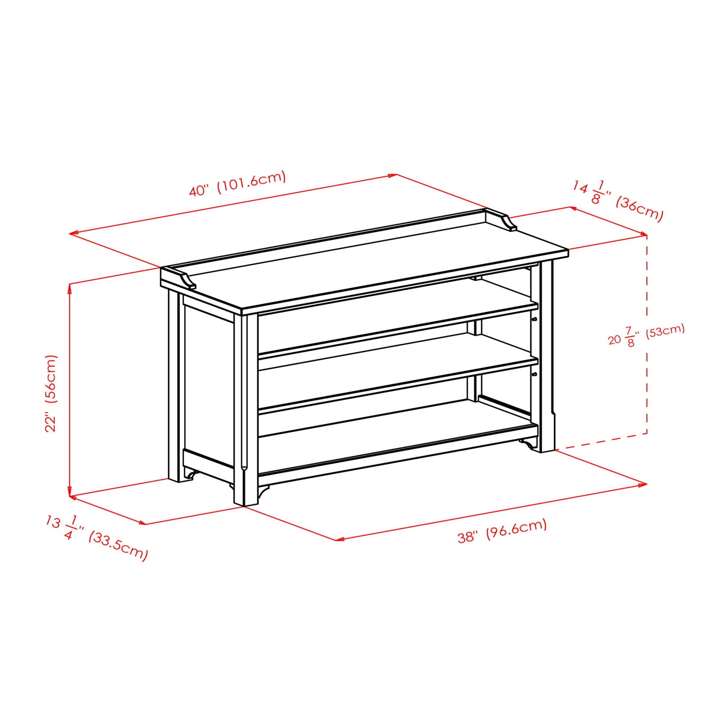 Wood Dayton Bench, Shoe Storage, Walnut Finish