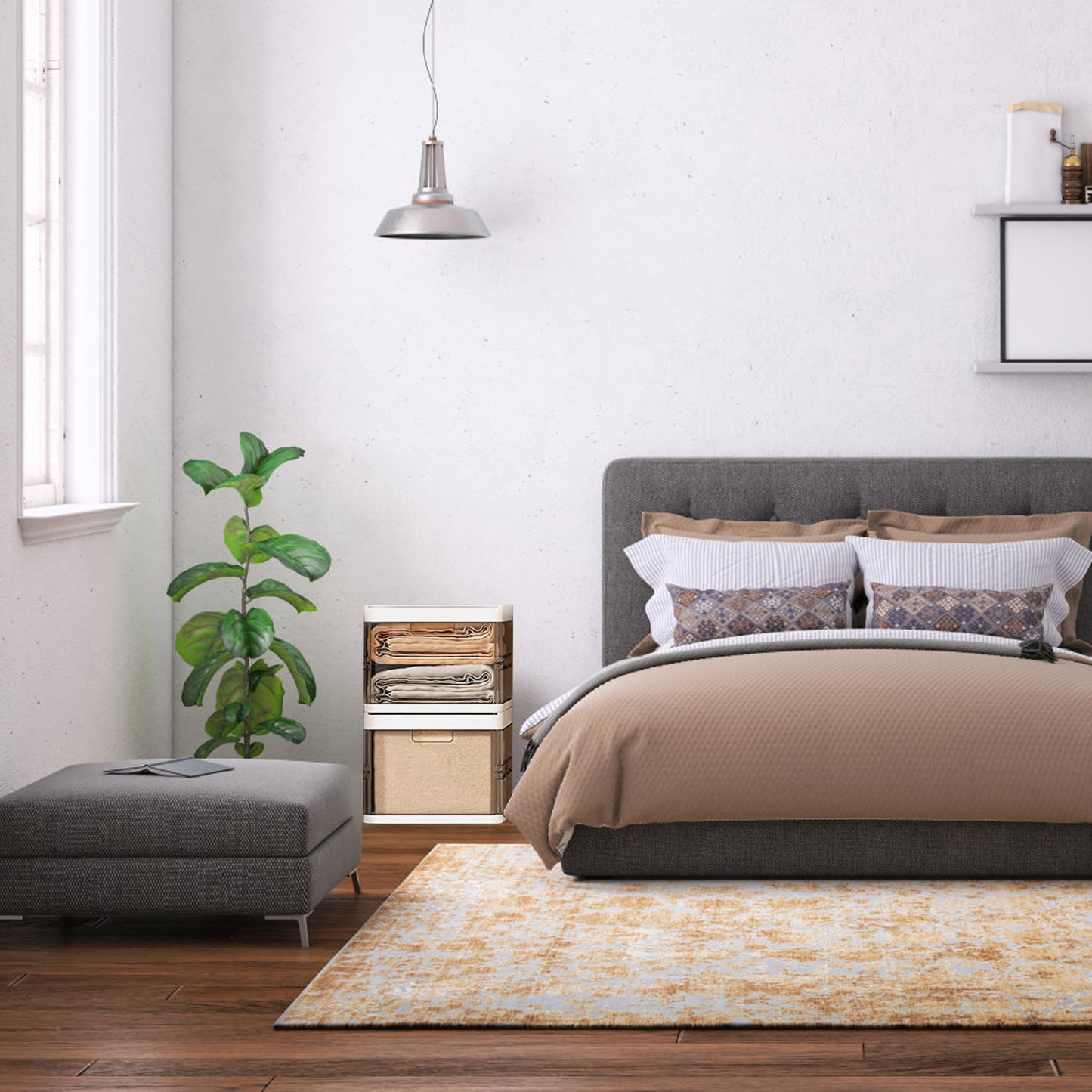 3 Pack Foldable Storage Bin with Lid - Stackable