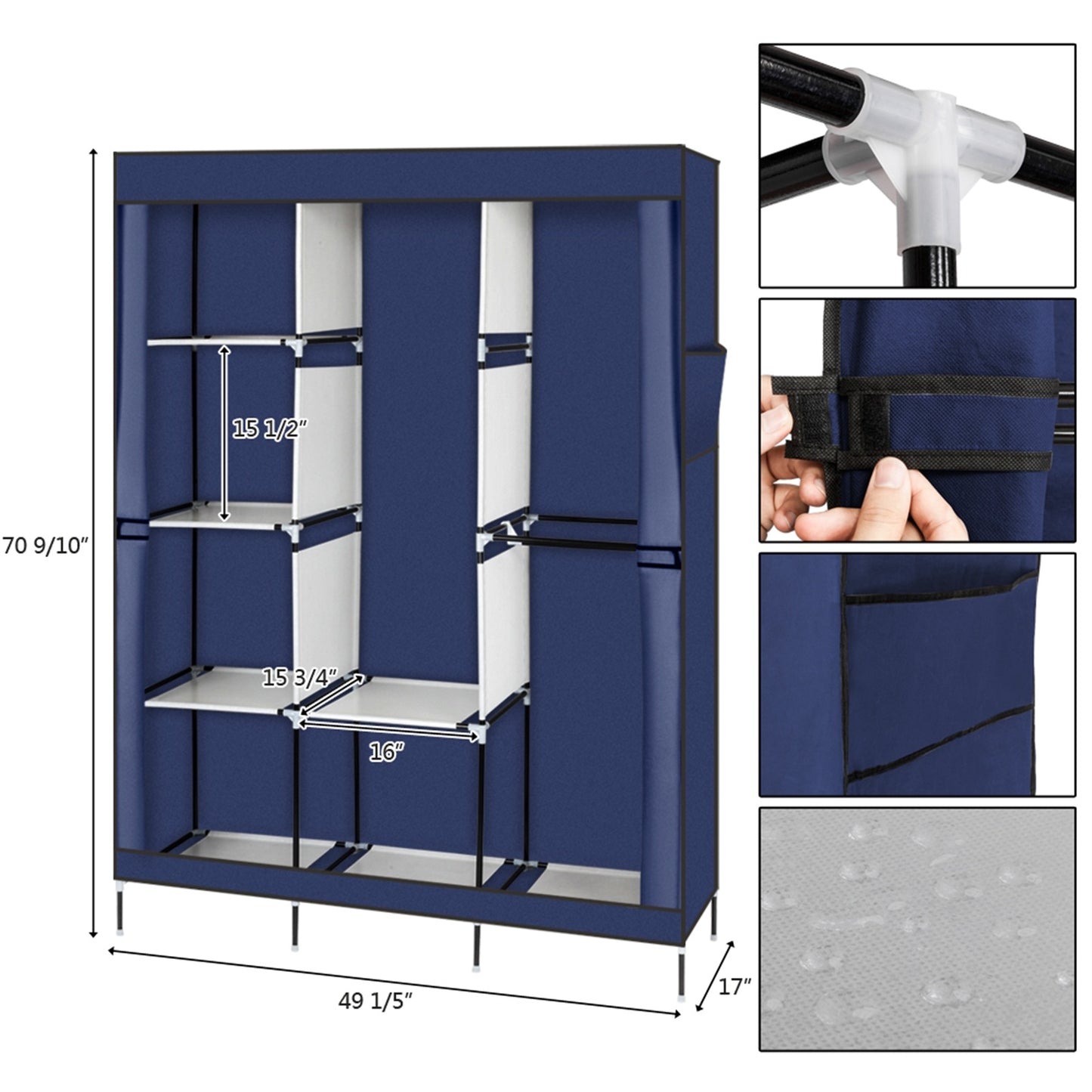 71" Portable Closet Wardrobe - Storage Organizer with Shelf