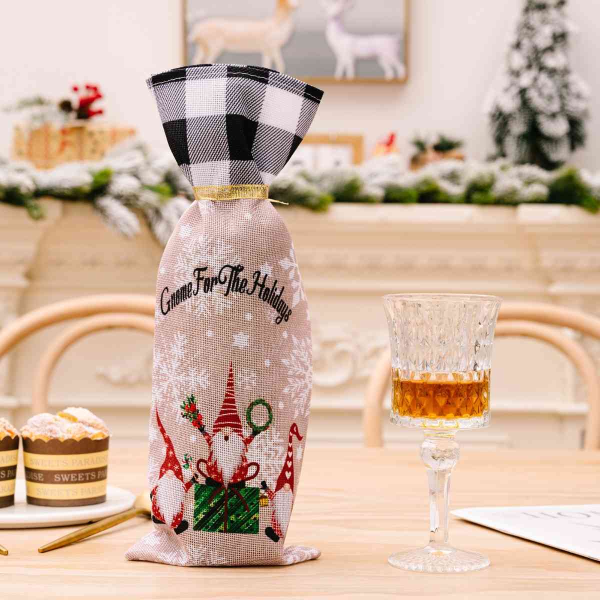 2-Piece Christmas Plaid Bottle Covers