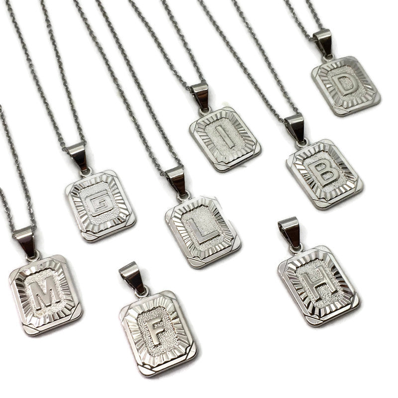 Rectangle Tablet Initial Necklace