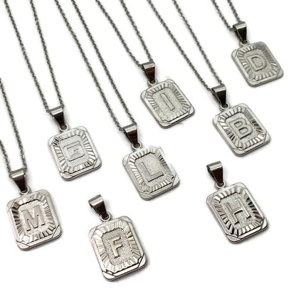 Rectangle Tablet Initial Necklace