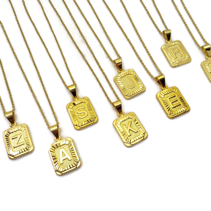 Rectangle Tablet Initial Necklace