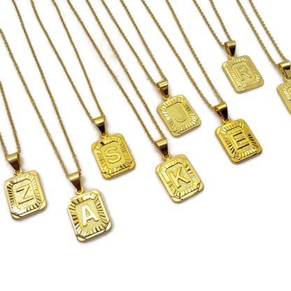 Rectangle Tablet Initial Necklace