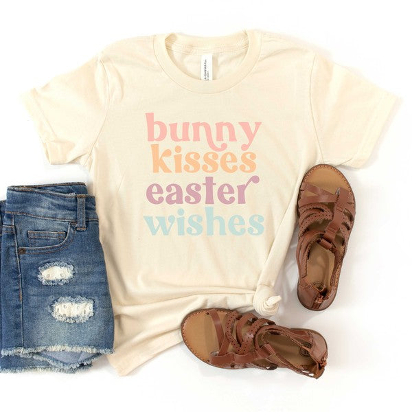 Bunny Kisses Easter Wishes Youth Graphic Tee