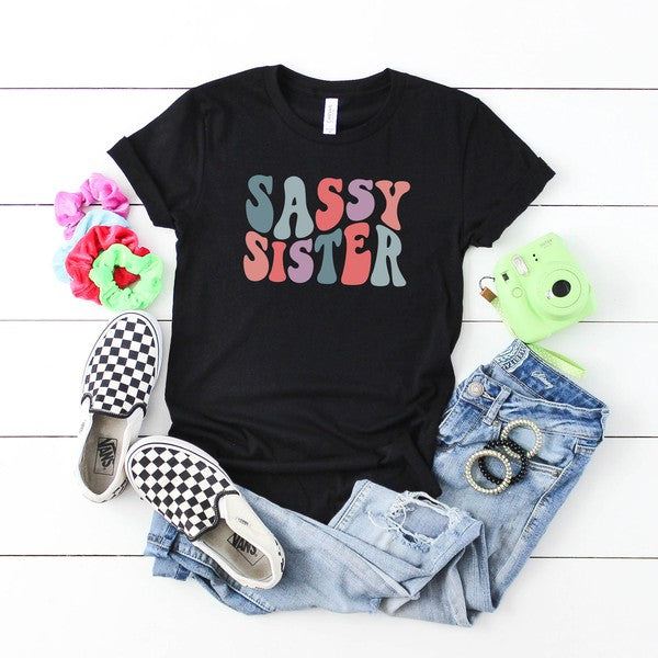 Sassy Sister Wavy Youth Graphic Tee