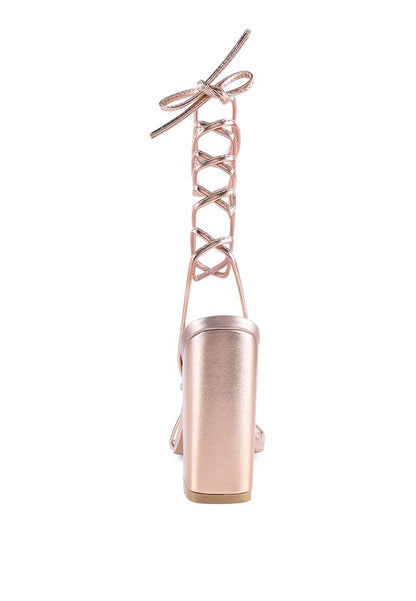 SHEWOLF LACE UP HIGH HEEL SANDALS