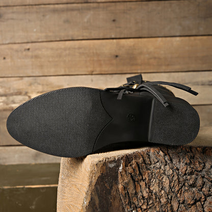 Studded Leather Block Heel Boots