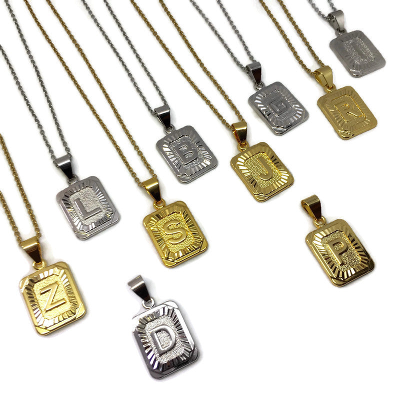 Rectangle Tablet Initial Necklace