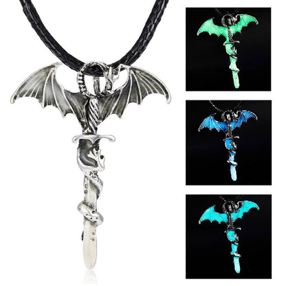 Dragon Glow in Dark Pendant Rope Necklace