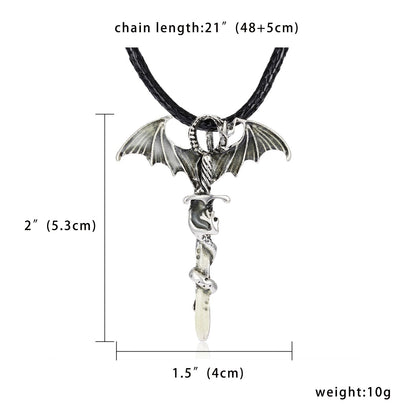 Dragon Glow in Dark Pendant Rope Necklace