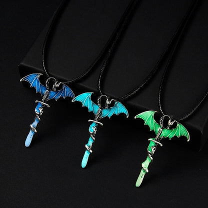 Dragon Glow in Dark Pendant Rope Necklace