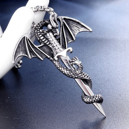 Flying Dragon with Sword Necklace