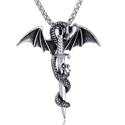 Flying Dragon with Sword Necklace