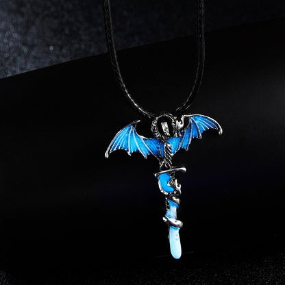 Dragon Glow in Dark Pendant Rope Necklace