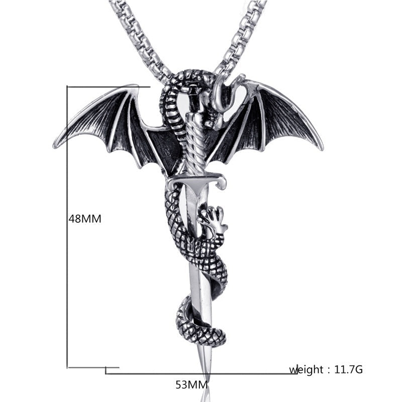Flying Dragon with Sword Necklace